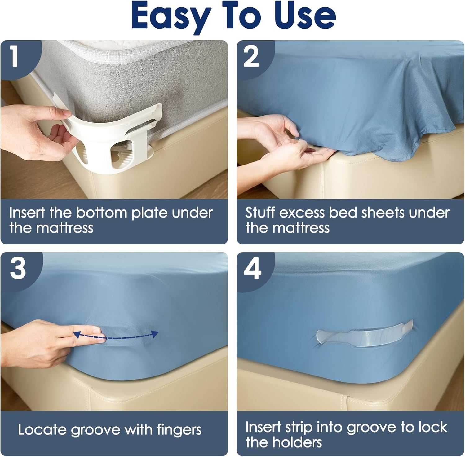 Bed Lock Anti-Slip Bedsheet Grippers- Pack of 4
